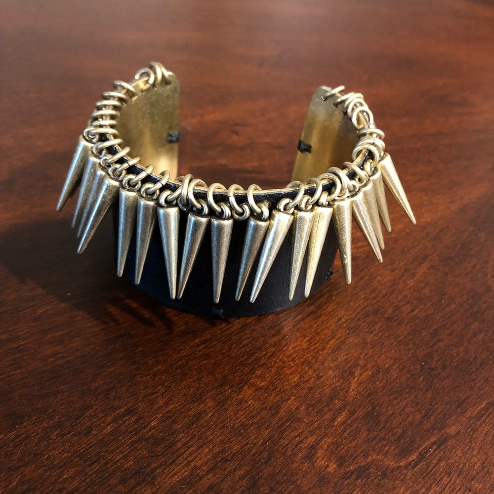 🛑Leather Bracelet w/ Gold Metal Spikes